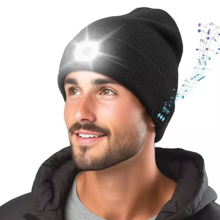 ZONSUSE 2-in-1 Winter Unisex Bluetooth Music Beanie Knitted Hat 6 LED Headlight