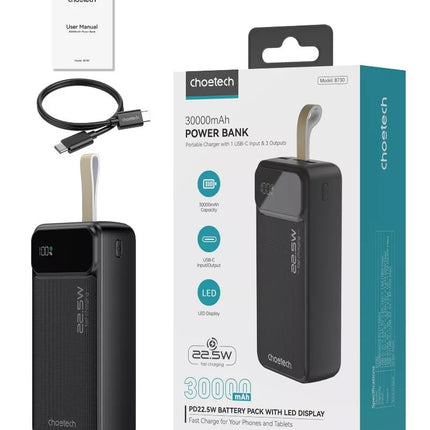 CHOETECH 3-Ports PD 22.5W Digital Display Power Bank - B731, B730, B729, B728