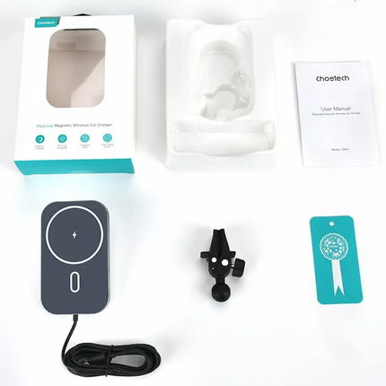 Choetech T200 MagSafe Wireless Car Holder + Dual USB C Charger For iPhone 16 15
