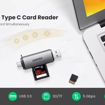 Ugreen 2-in-1 USB-C + USB 3.0 TF/SD Card Reader OTG Memory Card Adapter