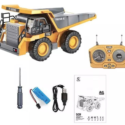 Yi Gong Toys 1:24 9CH 2.4G RC Construction Dump Truck Toy with Lights & Sounds