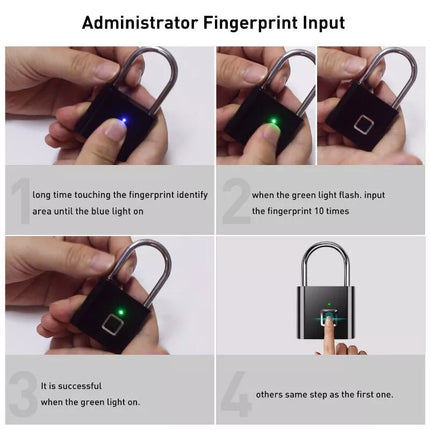 BDI Rechargeable Smart Fingerprint Padlock w/ USB Charging -Suitcase, Gym Locker