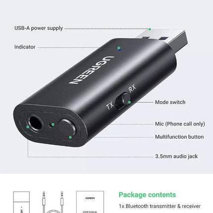 UGREEN Bluetooth 5.1 Transmitter Receiver 2-in-1 Wireless Bluetooth Adapter