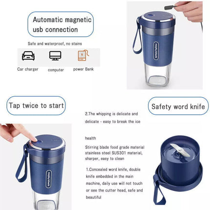 BDI Portable Blender Cup with 6 Blades ice Crusher Fruit Vegetables Juice Maker