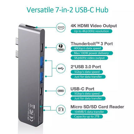 Choetech 7-in-1 USB-C Hub Adapter for MacBook Pro, Air w/ Thunderbolt 3 HDMI