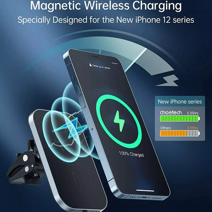 Choetech T200 MagSafe Wireless Car Holder + Dual USB C Charger For iPhone 16 15