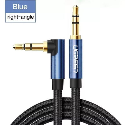 Ugreen 90 Degree Right Angle 3.5mm Male to Male Braid Aux Stereo Audio Cable 2m