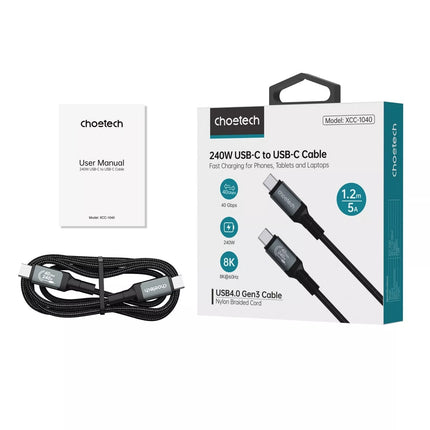Choetech XCC-1040 USB-C to USB-C Cable USB4 40Gbps 5A 240W PD3.1 8K@60Hz 1.2M