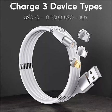 BDI 3-IN-1 PD Fast Charge Cable with Magnetic for USB-C, Micro USB, MFi iOS