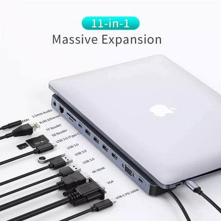 CHOETECH HUB-M20 USB-C 11-in-1 Multiport Docking Station HDMI VGA RJ45 3.5mm PD