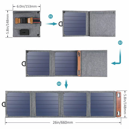 Choetech SC004 14W Solar Charger Portable Panel Dual USB 4 Panels Camping RV