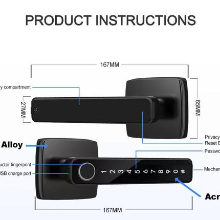 BDI Premium Fingerprint Passcode Smart Keyless Digital Door Lock Mortise Handle