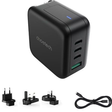 Choetech 70W GaN QC3.0 Fast 4 Port Travel Wall Power Adapter Charger US/EU/UK/AU