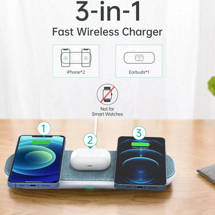 Choetech T569-S Magleap 3-in-1 Magnetic Wireless Charging Pad AC iPhone 16, 15