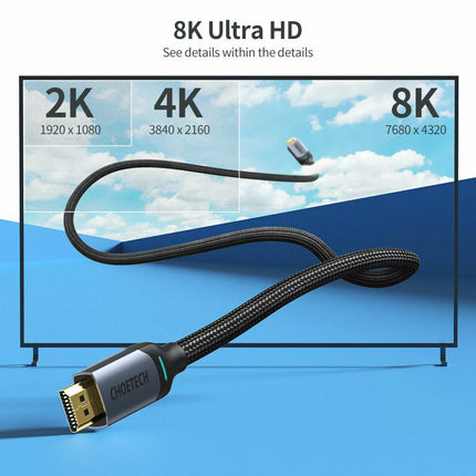 Choetech XHH01 8K 60Hz HDR 2M HDMI 2.1 Cable 8K 48Gbps - 8K@60Hz, 4K@144Hz