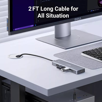 UGREEN 5-In-1 Ultra Slim 4-Port USB 3.0 Hub PD Charging with 5Gbps Data Transfer