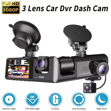 BDI 3 Channel Dash Cam DVR 1080P Front + Inside + Rear for Cars, Uber Driver