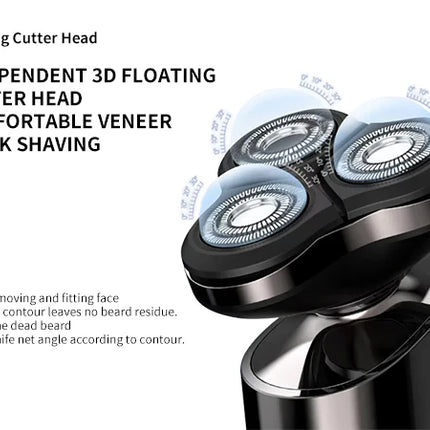 BDI Waterproof Electric Razor for Men Rechargeable Rotary Shaver Wet/Dry LED