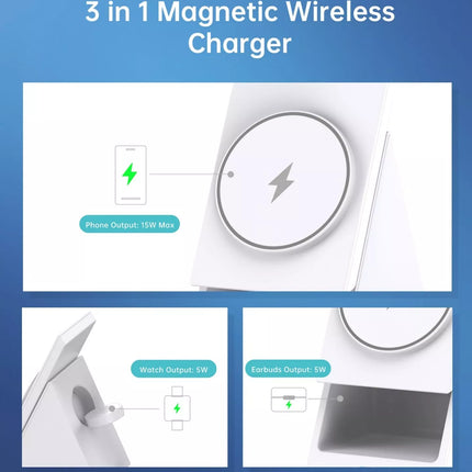 Choetech T600 15W 3-in-1 Magnetic Rotating MagSafe Wireless Charger iPhone Watch