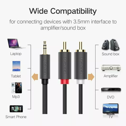 UGREEN 3.5 mm Male To 2 RCA Male Cable 3.5mm AUX to 2 RCA Splitter HiFi Sound