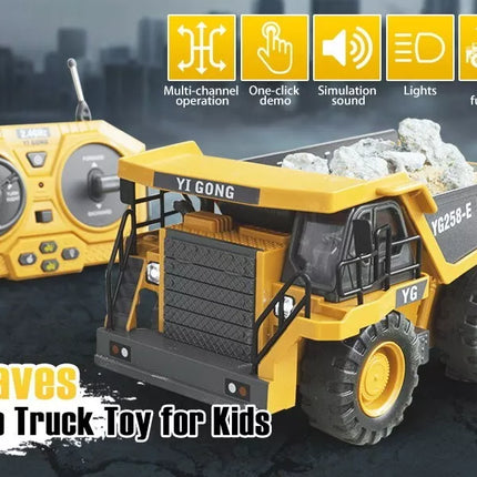 Yi Gong Toys 1:24 9CH 2.4G RC Construction Dump Truck Toy with Lights & Sounds