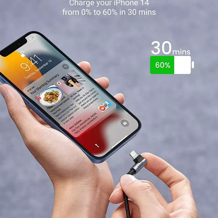 UGREEN MFi USB C to iPhone Cable 90° for iPhone 14, 13, iPad, AirPods Pro
