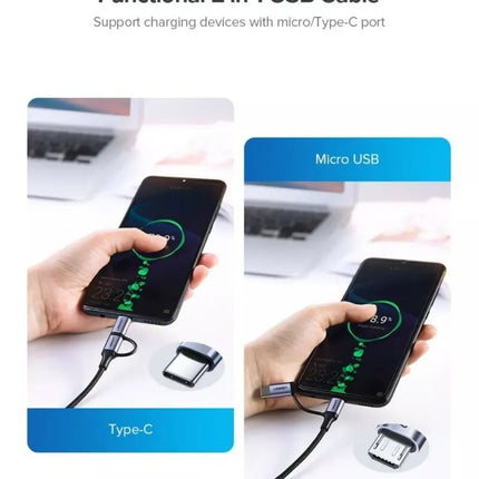 UGREEN 2-in-1 USB A to Micro USB & USB Type C Aluminium Case Cable
