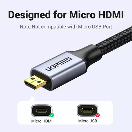 UGREEN 8K Micro HDMI to HDMI 2.1 Standard Cable 48Gbps, Support HDR eARC