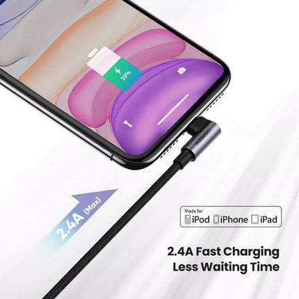 UGREEN USB-A to Lightning Cable 90 Degree Apple MFi Certified for iPhone 14