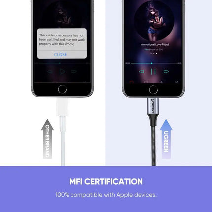 UGREEN iPhone MFi to 3.5mm AUX Adapter Headphone Jack For iPhone, iPad
