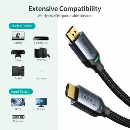 Choetech XHH01 8K 60Hz HDR 2M HDMI 2.1 Cable 8K 48Gbps - 8K@60Hz, 4K@144Hz