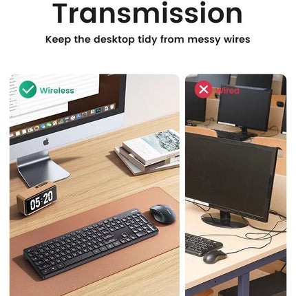 UGREEN 104-Key 2.4GHz Ergonomic Wireless Keyboard - Windows, Mac, Linux, Android
