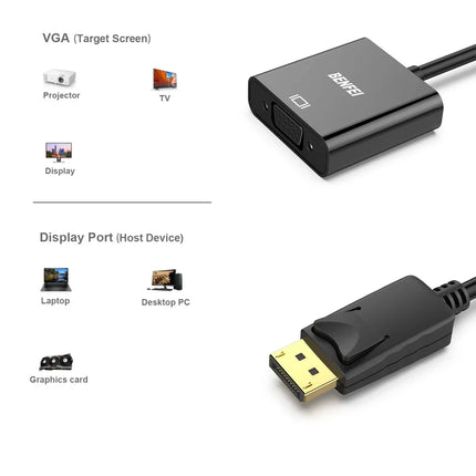 BENFEI 000099 black DisplayPort to VGA,Gold-Plated Uni-directional Adapter