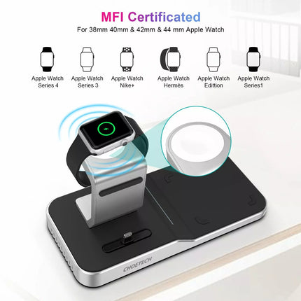 CHOETECH T316 4-in-1 MFi Wireless Charger Docking Station iPhone iPad Watch iPod