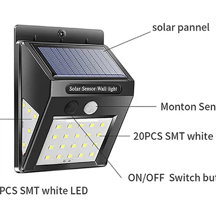 BDI 4-Pack 30 LED Solar PIR Motion Sensor Wall Light Outdoor Waterproof Garden