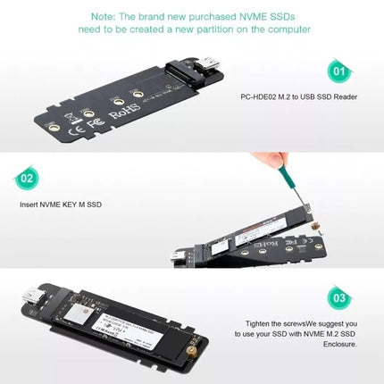 Choetech PC-HDE02 NVMe M.2 SSD to USB External Enclosure Storage Case M Key PCIe