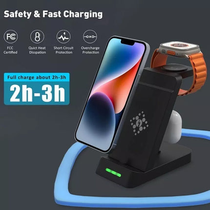 BDI 15W 3-in-1 Wireless Charger Stand for iPhone 16/15, Apple Watch, AirPods