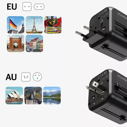 Choetech GaN Universal Travel Adapter Power Plug PD5008, PD5009, PD6028