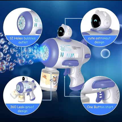 Mercita Space Bubble Guns Machine with LED & Rechargeable Battery for Kids
