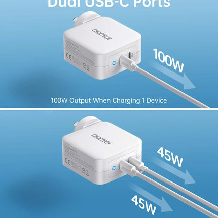 Choetech PD 100W GaN Dual USB Type C Travel Fast Charger For MacBook, iPhone 16