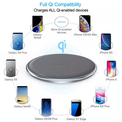 Choetech T539-S 10W Fast Wireless Charger Charging Pad Qi Certified