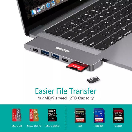 Choetech 7-in-1 USB-C Hub Adapter for MacBook Pro, Air w/ Thunderbolt 3 HDMI