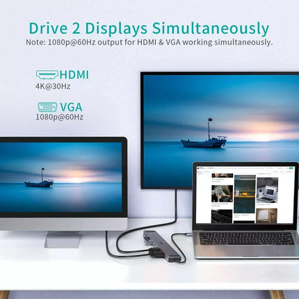CHOETECH HUB-M20 USB-C 11-in-1 Multiport Docking Station HDMI VGA RJ45 3.5mm PD