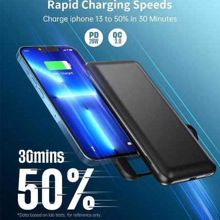 Choetech PD18W 10,000mAh Power Bank Built-in MFi Cable & USB-C Charging Cable
