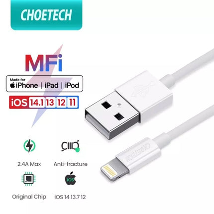 CHOETECH MFi Apple Certified Charge & Sync Cable 2.4A Quick Charge for iPhone