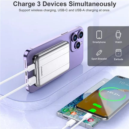 Choetech 5000mAh Magnetic Wireless Charge Power Bank for iPhone 16 or Qi Mobile