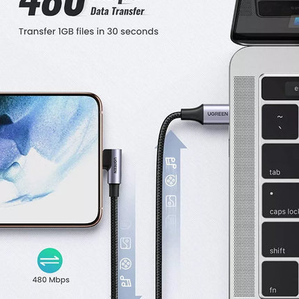 Ugreen USB-C to USB-C 90° Angled Type C 60W PD Fast Charge Charging Cable