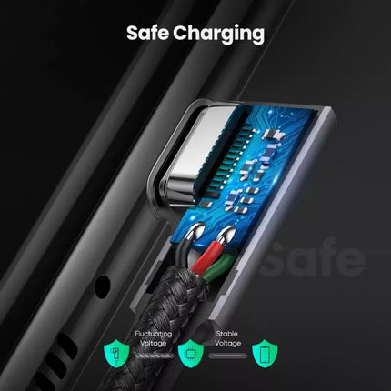 Ugreen 90° Angled Right Angle USB C to USB C Cable PD 60W 3A Fast Charging