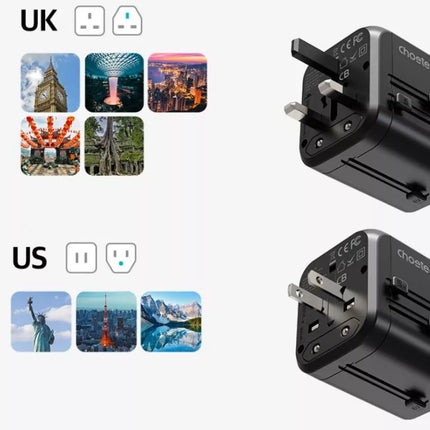 Choetech GaN Universal Travel Adapter Power Plug PD5008, PD5009, PD6028