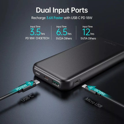 Choetech B627 20W 10000mAh Powerbank PD Dual Output Fast Charge iPhone 15 14 S23 S22